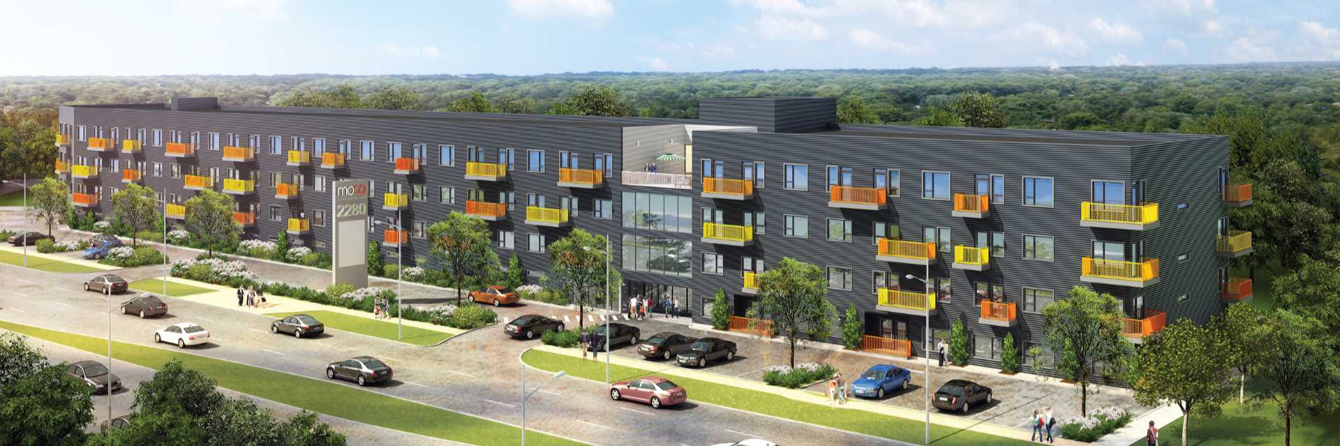 rendering. moco condominiums building.