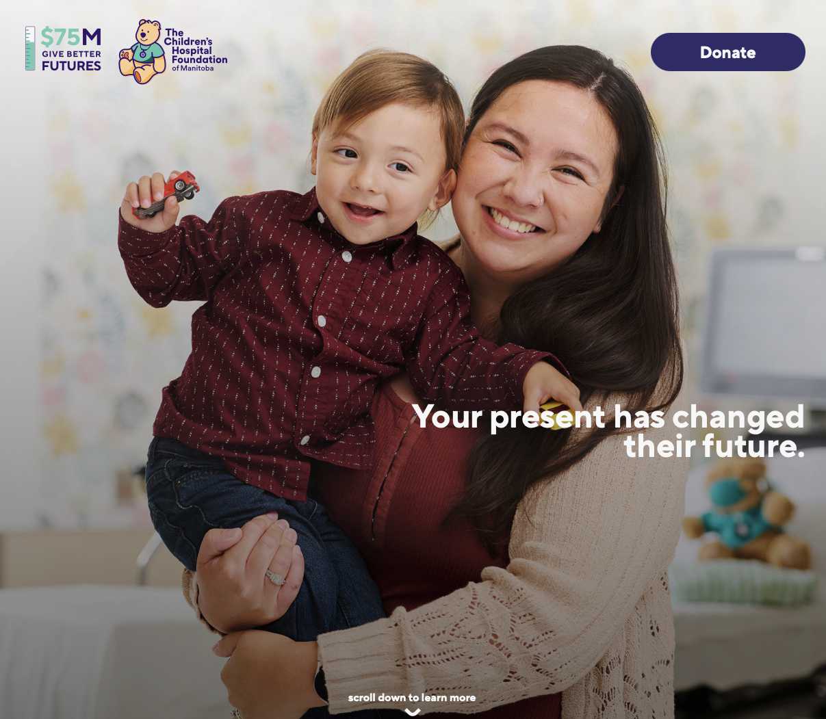 screenshot. children's hospital foundation donation page.