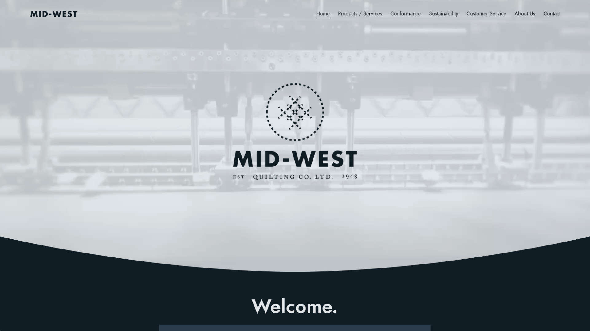screenshot. mid-west quilting homepage.